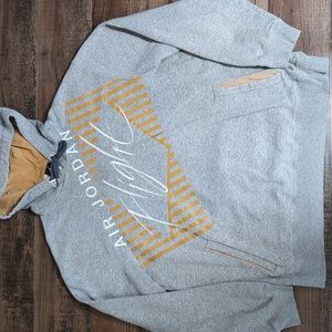 Air Jordan Flight Embroided Nike Pullover Hoodie Size Large in Gray and Gold